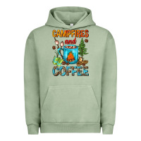 Pigment Oil Green Campfires And Coffee Camping Coffee Urban Hoodie - FaDigitalArtStudio