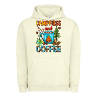 Pigment Pistachio Campfires And Coffee Camping Coffee Urban Hoodie - FaDigitalArtStudio