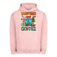 Pigment Salmon Campfires And Coffee Camping Coffee Urban Hoodie - FaDigitalArtStudio