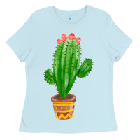 Baby Blue mexican cactus Ladies Tee - FaDigitalArtStudio