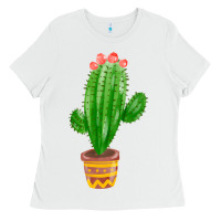 White mexican cactus Ladies Tee - FaDigitalArtStudio