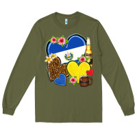 Army Green el salvador hearts Long Sleeve Tee - NancyCooperArtShop