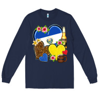 Navy el salvador hearts Long Sleeve Tee - NancyCooperArtShop