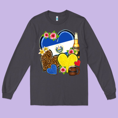 El Salvador Hearts Long Sleeve Tee Designed By Nancycooperartshop