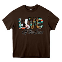 Chocolate Brown love of the cows Heavy Core Tee - CowhideDigitalArt