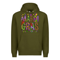 Army Green Mardi Gras Premium Hoodie - HowdyJamesFarm