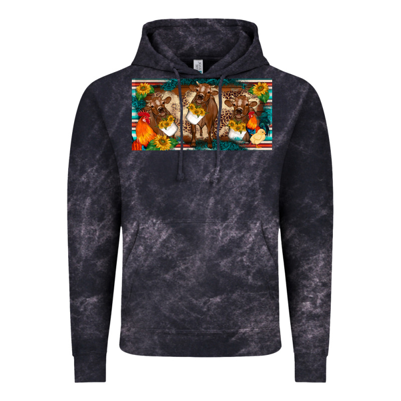 Western Cow Cockerel Chick  Serape Leopard Sunflowers License Plate Te Vintage Hoodie by BarkalooDesign | Teevron