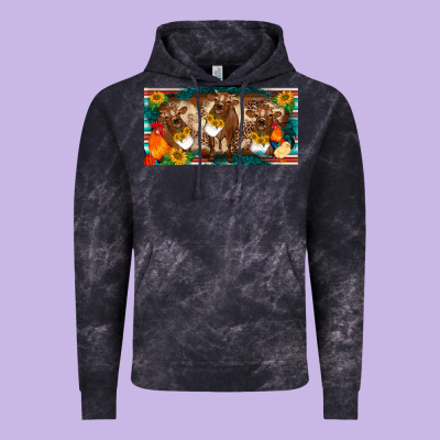 Western Cow Cockerel Chick  Serape Leopard Sunflowers License Plate Te Vintage Hoodie Designed By Barkaloodesign