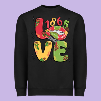 Love Juneteenth Lips Heavyweight Sweatshirt Designed By Maliassmallbusiness