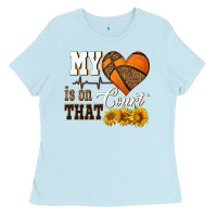 Baby Blue my heart is on that court Ladies Tee - HRA Design Shop