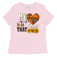 Bubblegum Pink my heart is on that court Ladies Tee - HRA Design Shop