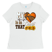 White my heart is on that court Ladies Tee - HRA Design Shop