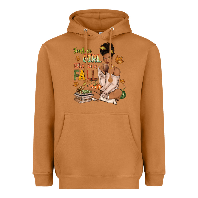 Just A Girl Who Loves Fall Afro Woman Heavyweight Hoodie by NancyCooperArtShop | Teevron