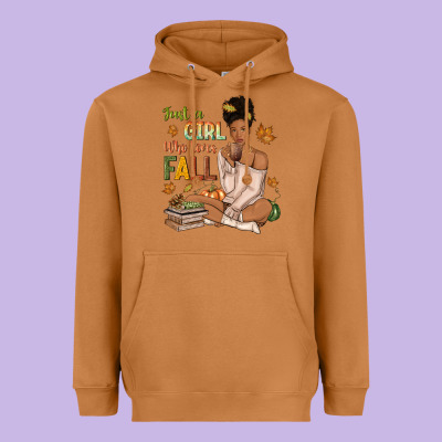 Just A Girl Who Loves Fall Afro Woman Heavyweight Hoodie Designed By Nancycooperartshop