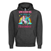 Charcoal Heather unicorns are born in november Zipper Hoodie - Jasminsmagicworld