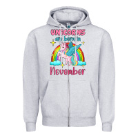 Heather Grey unicorns are born in november Zipper Hoodie - Jasminsmagicworld