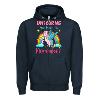 Navy unicorns are born in november Zipper Hoodie - Jasminsmagicworld