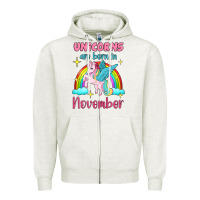 Oatmeal Heather unicorns are born in november Zipper Hoodie - Jasminsmagicworld