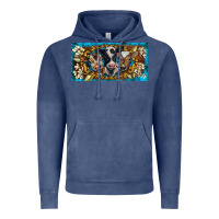 Vintage Denim western cow turquoise’s white flowers license plate template Vintage Hoodie - BarkalooDesign