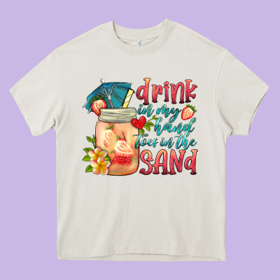 Drink In My Hand Toes In The Sand Heavy Core Tee Designed By Hra Design Shop