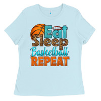 Eat Sleep Basketball Repeat Ladies Tee | Teevron