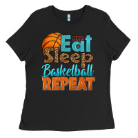 Black eat sleep basketball repeat Ladies Tee - HRA Design Shop