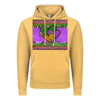 Vintage Mustard mardi gras hearts and fleur de lis Vintage Hoodie - Jasminsmagicworld