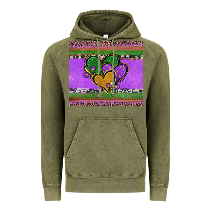 Mardi Gras Hearts And Fleur De Lis Vintage Hoodie by Jasminsmagicworld | Teevron