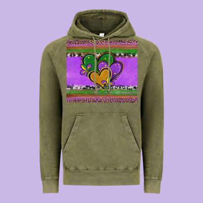 Mardi Gras Hearts And Fleur De Lis Vintage Hoodie Designed By Jasminsmagicworld