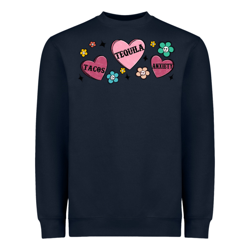 Tacos Tequila Anxiety Heavyweight Sweatshirt by MaliasSmallBusiness | Teevron