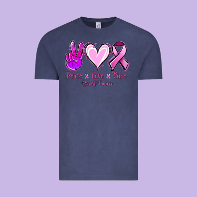 Peace Love Cure Breast Cancer Vintage Tee Designed By Jasminsmagicworld