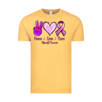 Vintage Mustard Peace Love Cure Breast Cancer Vintage Tee - Jasminsmagicworld