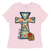 Bubblegum Pink halleluljah aztec cross Ladies Tee - JahusDesignShop