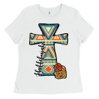 White halleluljah aztec cross Ladies Tee - JahusDesignShop