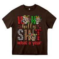 Chocolate Brown ho ho holly shit what a year Heavy Core Tee - FaDigitalArtStudio