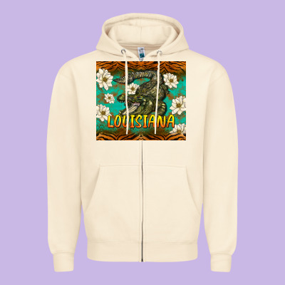 Louisiana Alligator Tumbler Zipper Hoodie Designed By Barkaloodesign