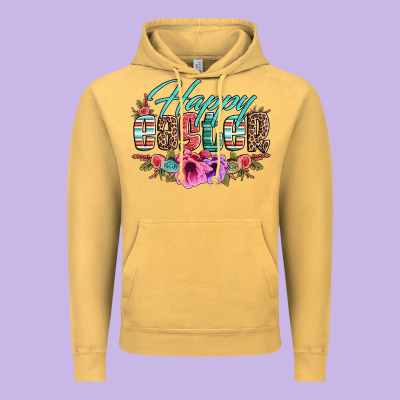 Happy Easter Western Floral Serape Leopard Vintage Hoodie Designed By Jasminsmagicworld
