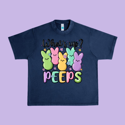 What's Up Peeps Urban Heavy Tee Designed By Maliassmallbusiness