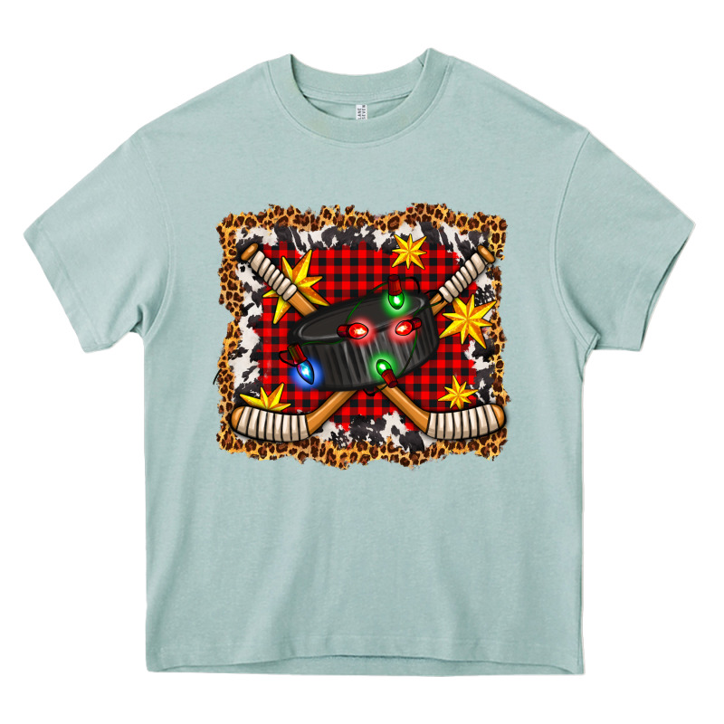 Hockey Christmas With Lights And Stars Heavy Core Tee by FaDigitalArtStudio | Teevron