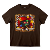 Chocolate Brown hockey christmas with lights and stars Heavy Core Tee - FaDigitalArtStudio