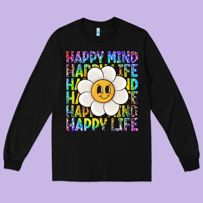 Happy Mind Happy Life Long Sleeve Tee Designed By Nancycooperartshop
