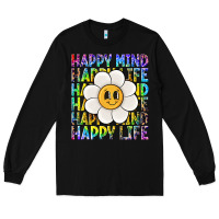 Black happy mind happy life Long Sleeve Tee - NancyCooperArtShop