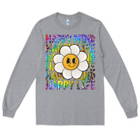 Heather Grey happy mind happy life Long Sleeve Tee - NancyCooperArtShop