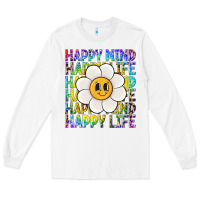 White happy mind happy life Long Sleeve Tee - NancyCooperArtShop