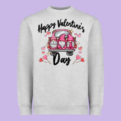 Happy Valentine's Day Gnome Truck Heavyweight Sweatshirt Designed By Maliassmallbusiness