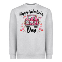 Heather Grey happy valentine's day gnome truck Heavyweight Sweatshirt - MaliasSmallBusiness