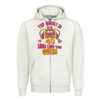 Oatmeal Heather the queen is 40 long live the queen Zipper Hoodie - Jasminsmagicworld