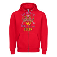 Red the queen is 40 long live the queen Zipper Hoodie - Jasminsmagicworld
