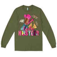 Army Green lady hustler afro high heels Long Sleeve Tee - NancyCooperArtShop