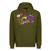 Army Green Mardi Gras ICU Nurse Premium Hoodie - HowdyJamesFarm